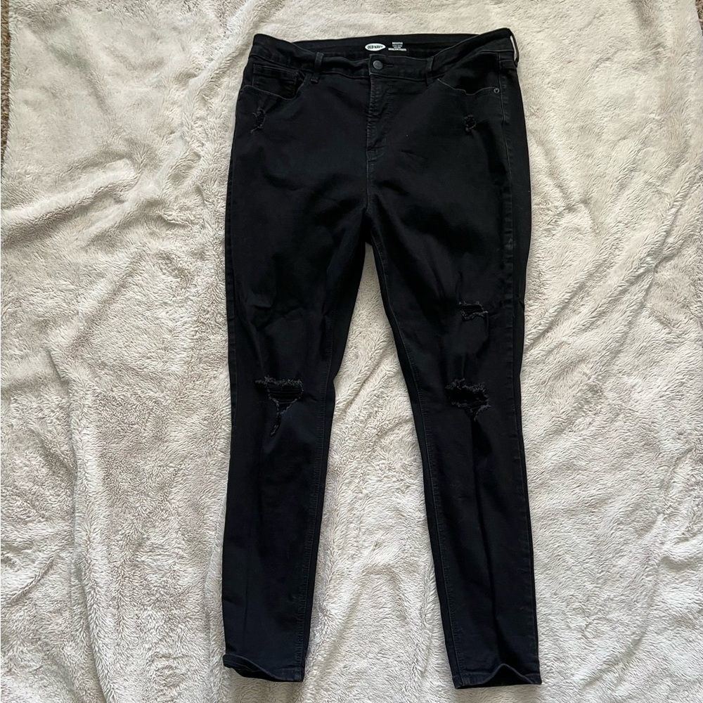 Old Navy Black Distressed Skinny Jeans